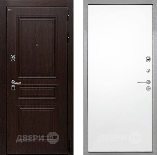 Входная металлическая Дверь Интекрон (INTECRON) Брайтон Тиковое Дерево Гладкая Силк Сноу в Голицыно