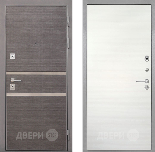 Входная металлическая Дверь Интекрон (INTECRON) Неаполь Гладкая Дуб сильвер поперечный в Голицыно