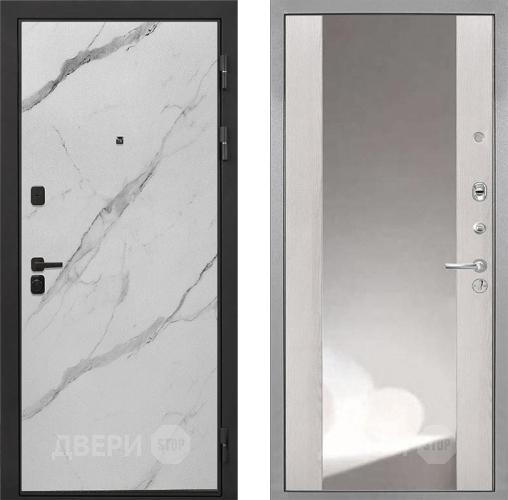 Входная металлическая Дверь Интекрон (INTECRON) Профит Black Мрамор Арктик ФЛЗ-516 Зеркало Сосна белая в Голицыно