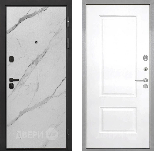 Входная металлическая Дверь Интекрон (INTECRON) Профит Black Мрамор Арктик Альба Роял Вуд белый в Голицыно