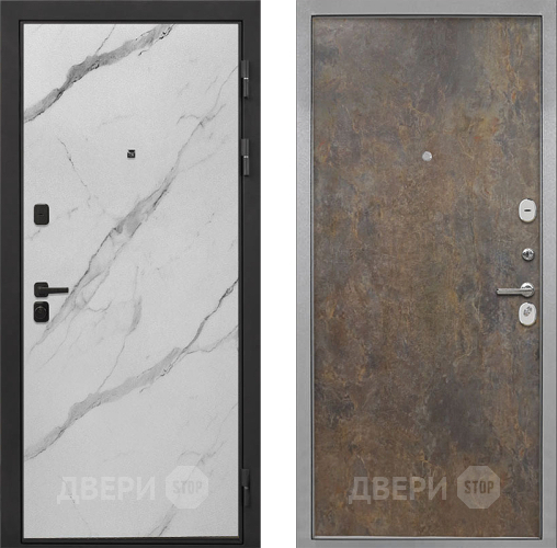 Входная металлическая Дверь Интекрон (INTECRON) Профит Black Мрамор Арктик Гладкая Гранж в Голицыно