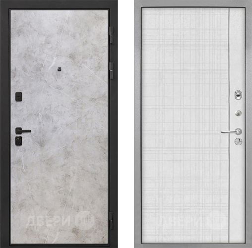 Входная металлическая Дверь Интекрон (INTECRON) Профит Black Мрамор Светлый В-07 с молдингом Лофт белый в Голицыно