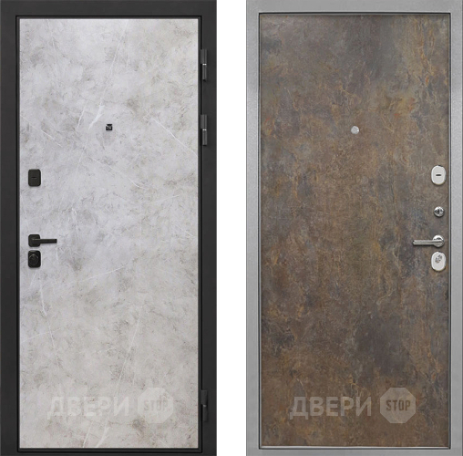 Входная металлическая Дверь Интекрон (INTECRON) Профит Black Мрамор Светлый Гладкая Гранж в Голицыно