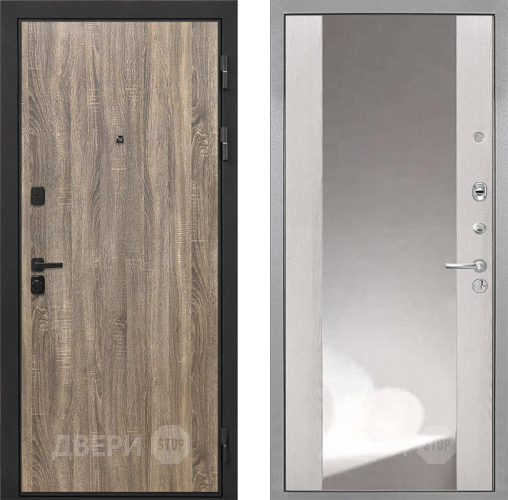 Входная металлическая Дверь Интекрон (INTECRON) Профит Black Дуб Турин ФЛЗ-516 Зеркало Сосна белая в Голицыно