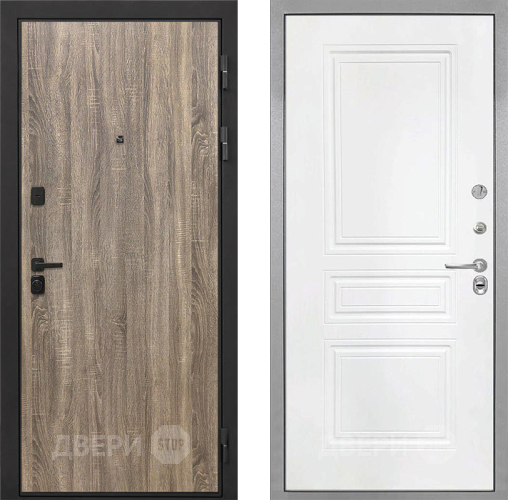 Входная металлическая Дверь Интекрон (INTECRON) Профит Black Дуб Турин ФЛ-243 Белый матовый в Голицыно