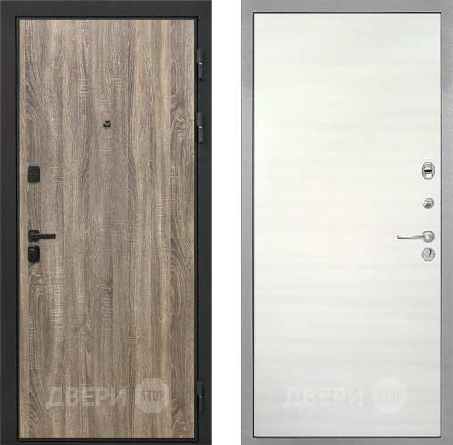 Входная металлическая Дверь Интекрон (INTECRON) Профит Black Дуб Турин Гладкая Дуб сильвер поперечный в Голицыно