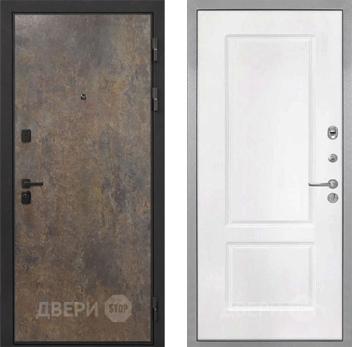 Входная металлическая Дверь Интекрон (INTECRON) Профит Black Гранж КВ-2 Белый матовый в Голицыно
