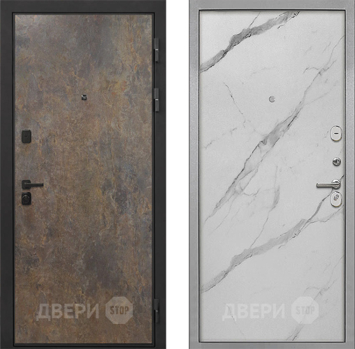 Входная металлическая Дверь Интекрон (INTECRON) Профит Black Гранж Гладкая Мрамор натуральный арктик в Голицыно