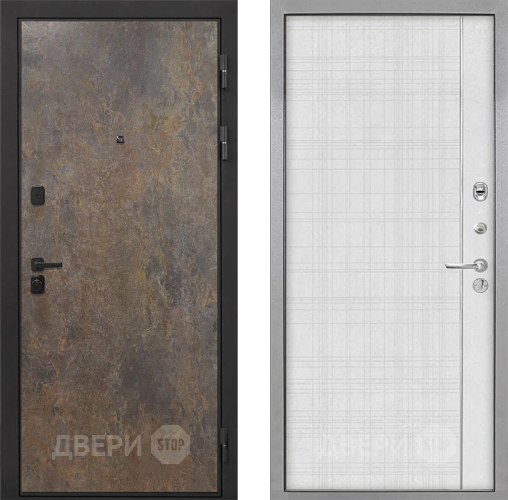 Входная металлическая Дверь Интекрон (INTECRON) Профит Black Гранж В-07 с молдингом Лофт белый в Голицыно