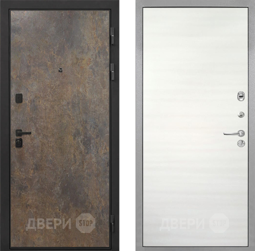 Входная металлическая Дверь Интекрон (INTECRON) Профит Black Гранж Гладкая Дуб сильвер поперечный в Голицыно