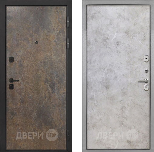 Входная металлическая Дверь Интекрон (INTECRON) Профит Black Гранж Гладкая Мрамор светлый в Голицыно