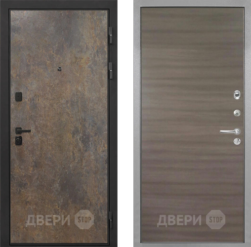 Входная металлическая Дверь Интекрон (INTECRON) Профит Black Гранж Гладкая Дуб тоскано поперечный в Голицыно