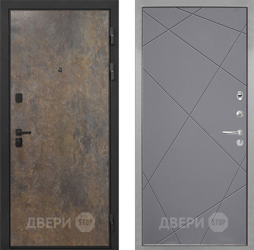 Входная металлическая Дверь Интекрон (INTECRON) Профит Black Гранж Лучи-М Графит софт в Голицыно