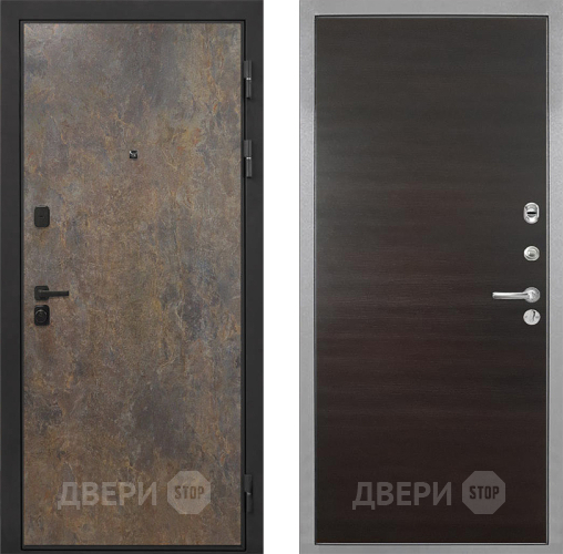 Входная металлическая Дверь Интекрон (INTECRON) Профит Black Гранж Гладкая Эковенге поперечный в Голицыно