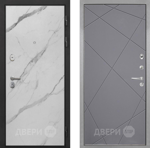 Входная металлическая Дверь Интекрон (INTECRON) Гектор Мрамор Арктик Лучи-М Графит софт в Голицыно