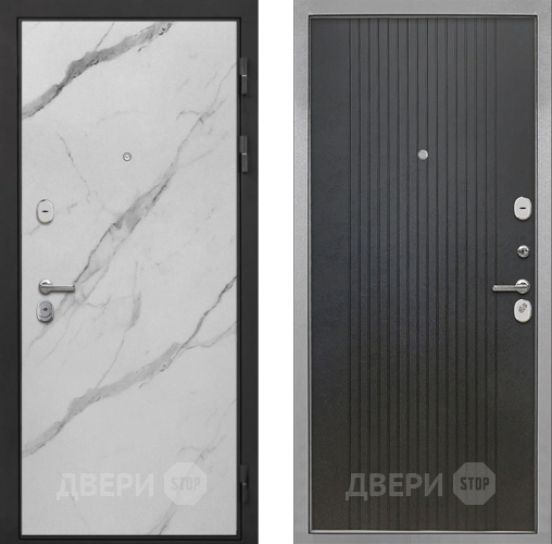 Входная металлическая Дверь Интекрон (INTECRON) Гектор Мрамор Арктик ФЛ-295 Лофт черный в Голицыно