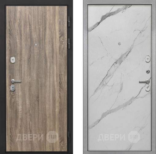 Входная металлическая Дверь Интекрон (INTECRON) Гектор Дуб Турин Гладкая Мрамор натуральный арктик в Голицыно
