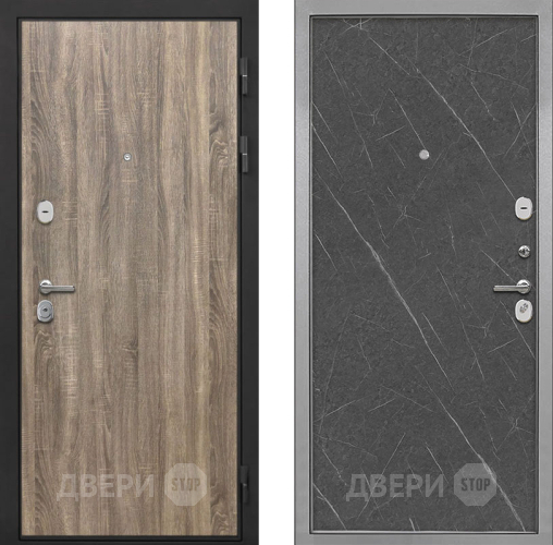 Входная металлическая Дверь Интекрон (INTECRON) Гектор Дуб Турин Гладкая Гранит лава оникс в Голицыно