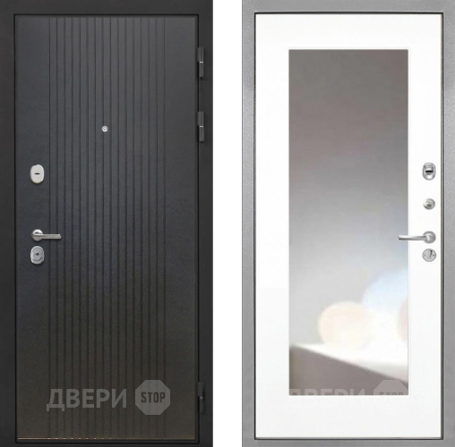Входная металлическая Дверь Интекрон (INTECRON) Гектор ФЛ-295 ФЛЗ-120-М Зеркало Белый матовый в Голицыно