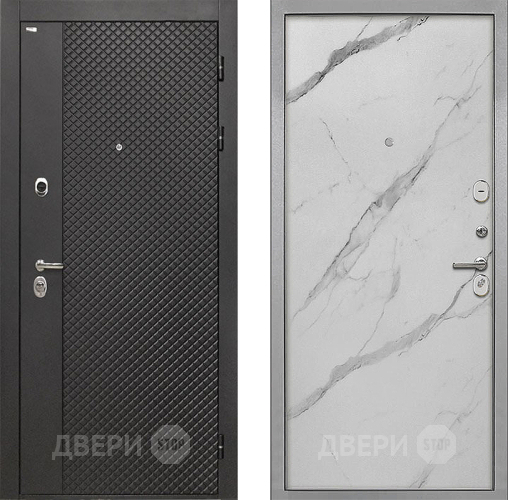 Входная металлическая Дверь Интекрон (INTECRON) Олимпия Black 4К Гладкая Мрамор натуральный арктик в Голицыно
