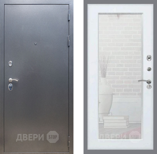 Входная металлическая Дверь Рекс (REX) 11 Зеркало Пастораль Силк Сноу в Голицыно