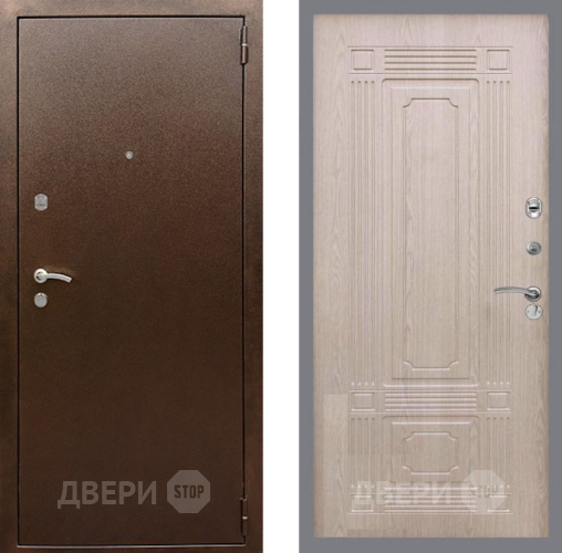 Входная металлическая Дверь Рекс (REX) 1А Медный Антик FL-2 Беленый дуб в Голицыно
