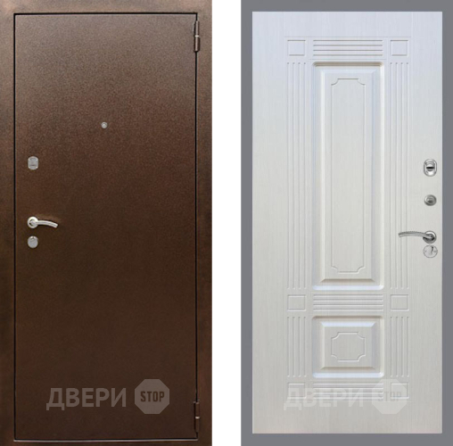 Входная металлическая Дверь Рекс (REX) 1А Медный Антик FL-2 Лиственница беж в Голицыно