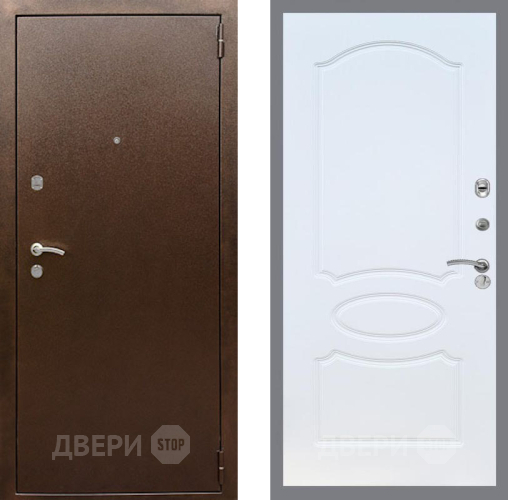 Входная металлическая Дверь Рекс (REX) 1А Медный Антик FL-128 Белый ясень в Голицыно