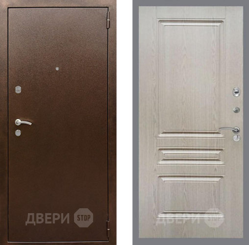 Входная металлическая Дверь Рекс (REX) 1А Медный Антик FL-243 Беленый дуб в Голицыно
