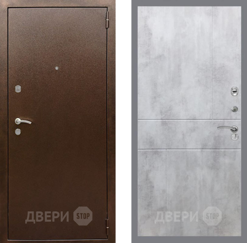 Входная металлическая Дверь Рекс (REX) 1А Медный Антик FL-290 Бетон светлый в Голицыно