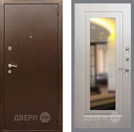 Входная металлическая Дверь Рекс (REX) 1А Медный Антик FLZ-120 Беленый дуб в Голицыно