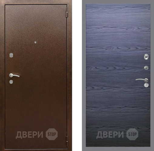 Входная металлическая Дверь Рекс (REX) 1А Медный Антик GL Дуб тангенальный черный в Голицыно