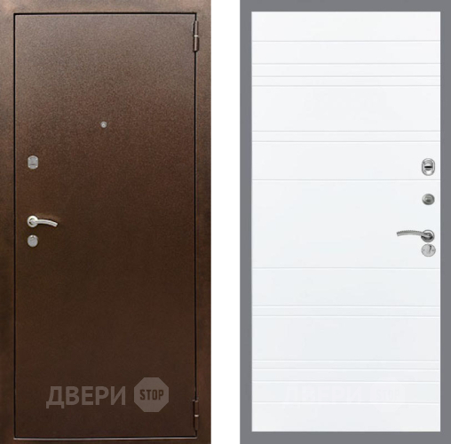 Входная металлическая Дверь Рекс (REX) 1А Медный Антик Line Силк Сноу в Голицыно
