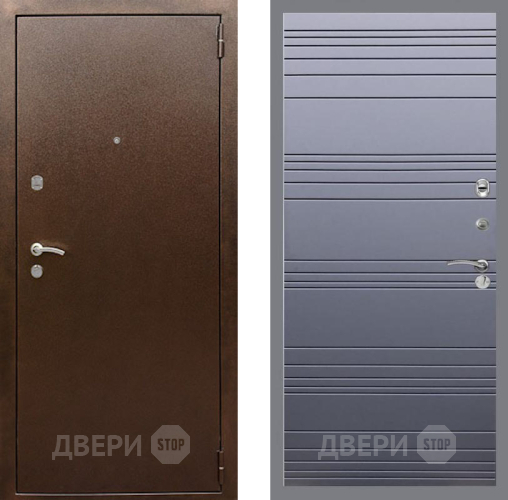 Входная металлическая Дверь Рекс (REX) 1А Медный Антик Line Силк титан в Голицыно