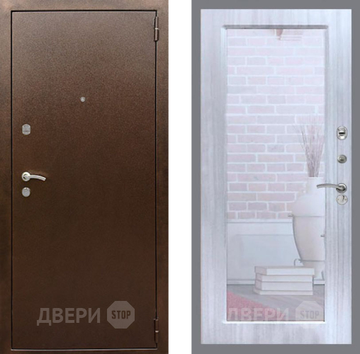 Входная металлическая Дверь Рекс (REX) 1А Медный Антик Зеркало Пастораль Сандал белый в Голицыно