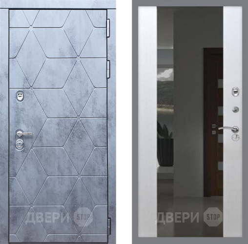 Входная металлическая Дверь Рекс (REX) 28 СБ-16 Зеркало Белый ясень в Голицыно