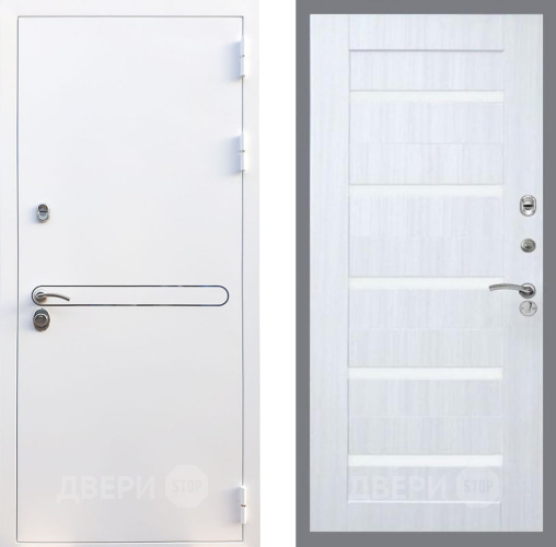 Входная металлическая Дверь Рекс (REX) 27 СБ-14 стекло белое Сандал белый в Голицыно