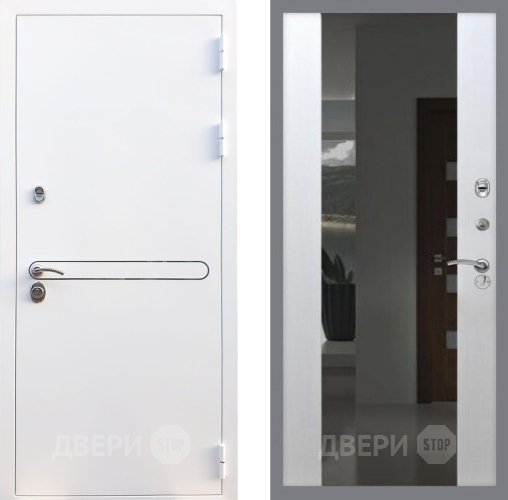 Дверь Рекс (REX) 27 СБ-16 Зеркало Белый ясень в Голицыно