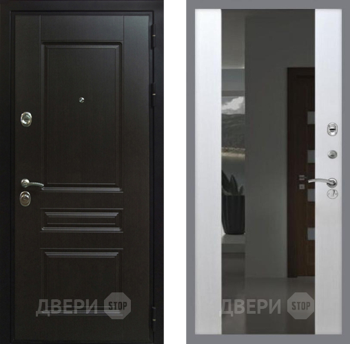 Дверь Рекс (REX) Премиум-Н СБ-16 Зеркало Белый ясень в Голицыно