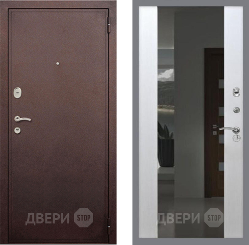 Дверь Рекс (REX) 2 Медный Антик СБ-16 Зеркало Белый ясень в Голицыно