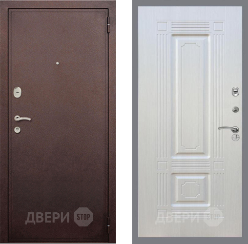 Входная металлическая Дверь Рекс (REX) 2 Медный Антик FL-2 Лиственница беж в Голицыно