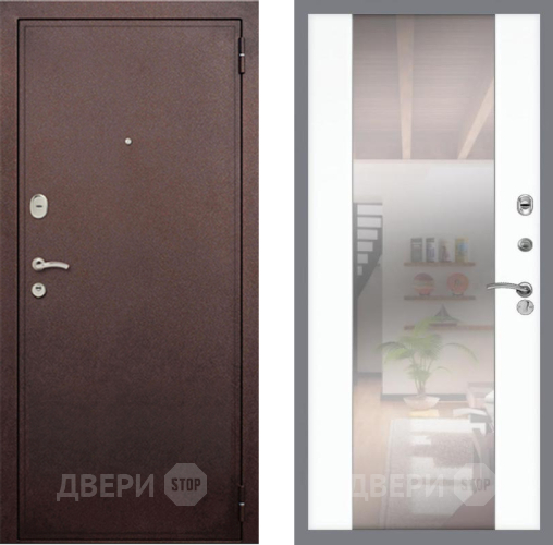 Входная металлическая Дверь Рекс (REX) 2 Медный Антик СБ-16 Зеркало Силк Сноу в Голицыно