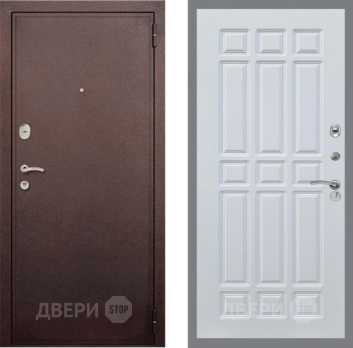 Дверь Рекс (REX) 2 Медный Антик FL-33 Белый ясень в Голицыно