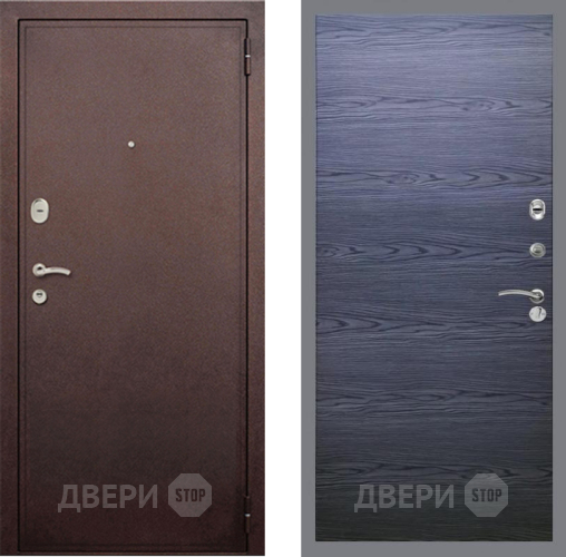 Входная металлическая Дверь Рекс (REX) 2 Медный Антик GL Дуб тангенальный черный в Голицыно
