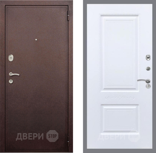 Входная металлическая Дверь Рекс (REX) 2 Медный Антик Смальта Силк Сноу в Голицыно