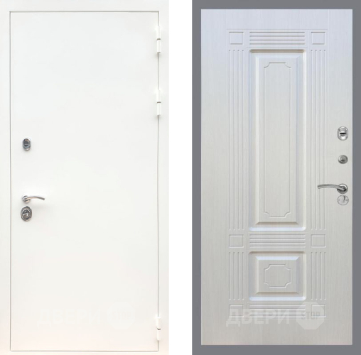 Входная металлическая Дверь Рекс (REX) 5 Белая Шагрень FL-2 Лиственница беж в Голицыно
