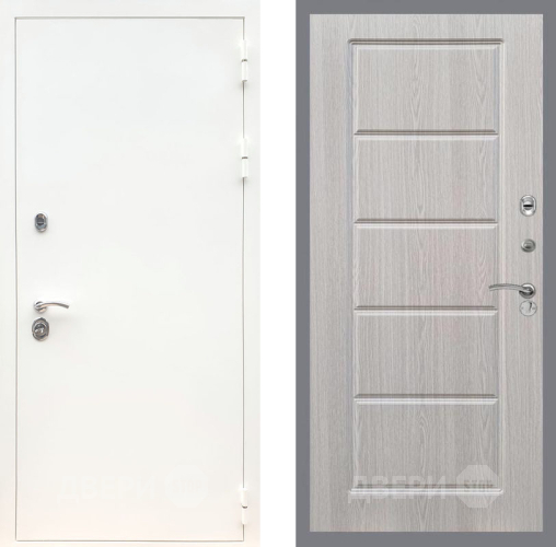 Входная металлическая Дверь Рекс (REX) 5 Белая Шагрень FL-39 Беленый дуб в Голицыно