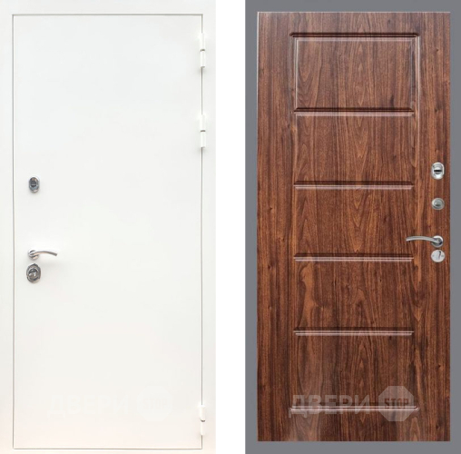 Входная металлическая Дверь Рекс (REX) 5 Белая Шагрень FL-39 орех тисненый в Голицыно