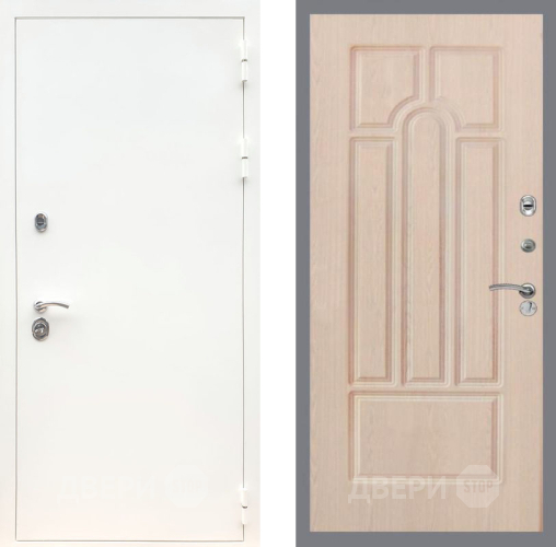 Входная металлическая Дверь Рекс (REX) 5 Белая Шагрень FL-58 Беленый дуб в Голицыно