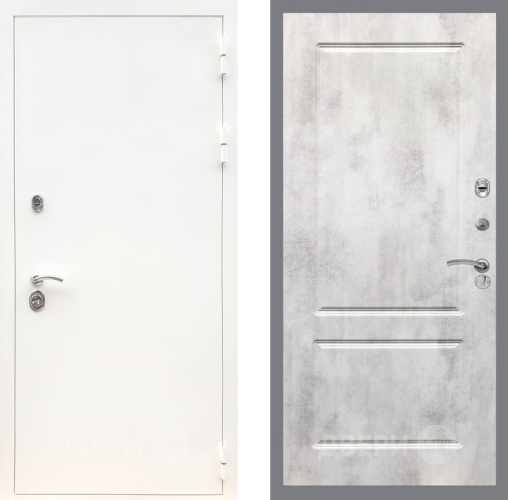 Входная металлическая Дверь Рекс (REX) 5 Белая Шагрень FL-117 Бетон светлый в Голицыно
